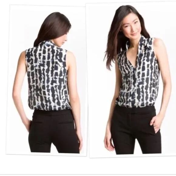 Theory Moha abstract cloud sleeveless silk blouse size M NWT - Picture 1 of 12